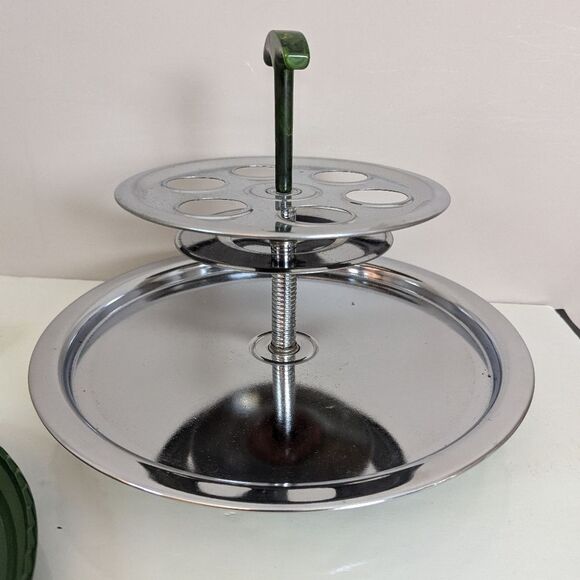 Hazel Atlas Vintage MCM Lazy Susan Relish Tray – Avocado & Lemon – Retro Party - Picture 6 of 10